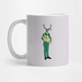 Humming-bird gentleman in Green Suit with Bouquet Mug